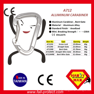 Bent Wire Gate 23KN Aluminium Kletterkarabiner mit Ce Zertifikat